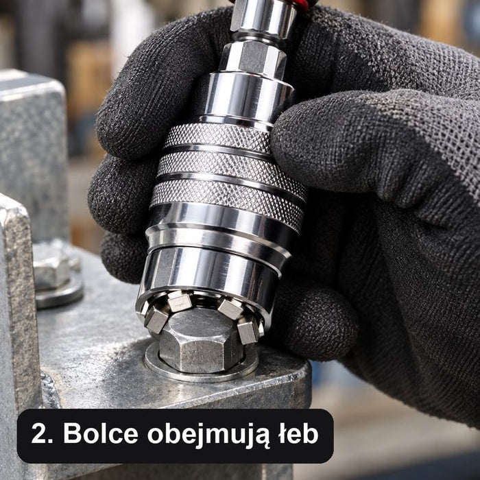 Krok 2: bolce obejmują łeb śruby